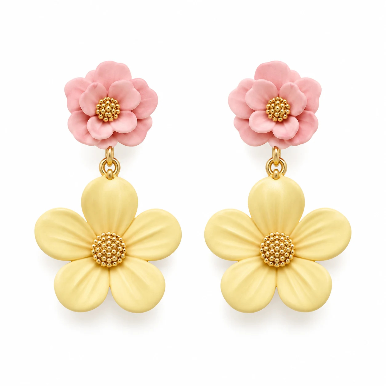 Pink and Yellow Daisy Drop Earrings from the ZHONGYI Spring & Summer Jewelry collection