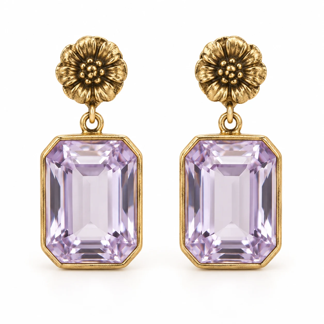 Amethyst Crystal Flower Stud Earrings from the ZHONGYI Spring & Summer Jewelry collection