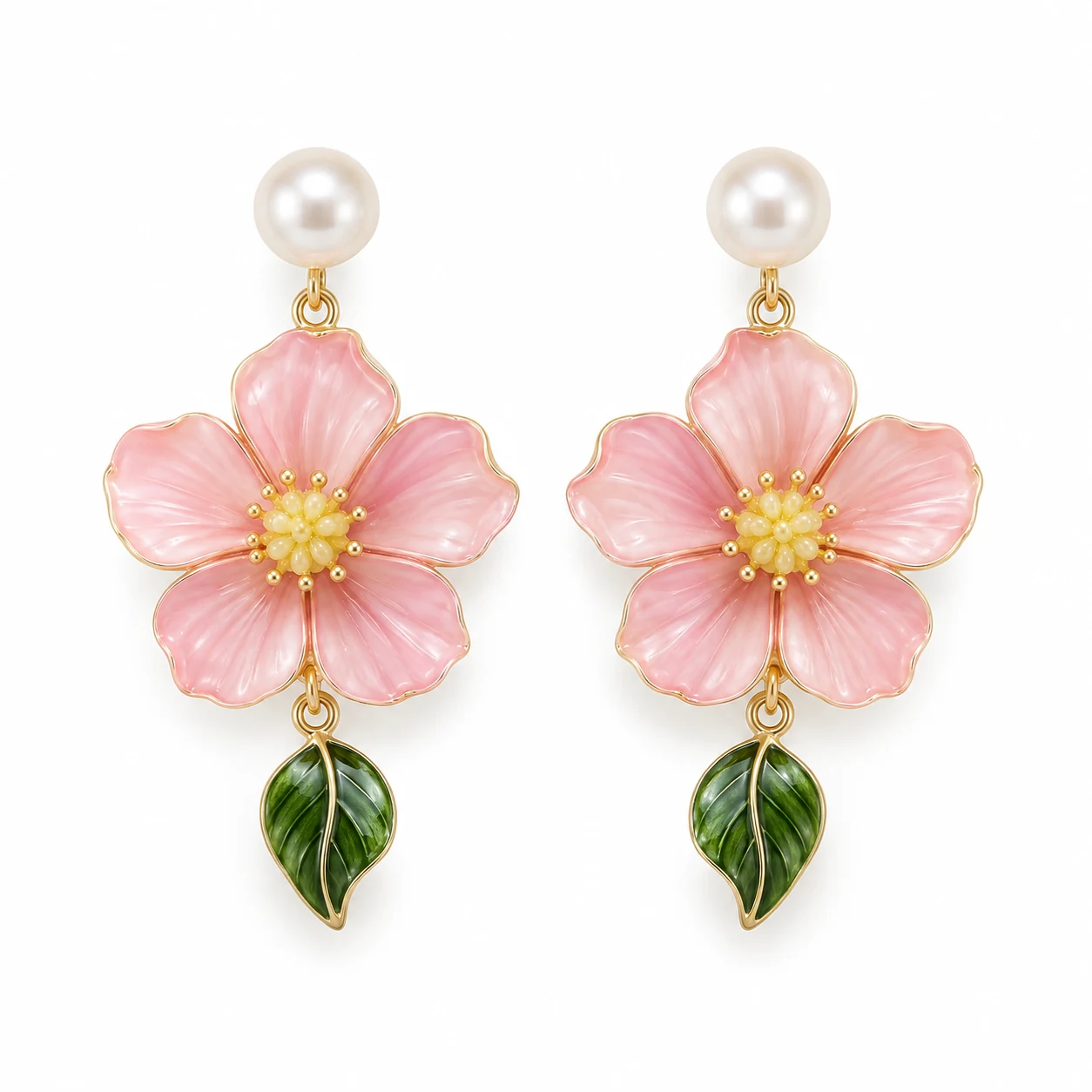Pink Blossom Pearl Drop Earrings from the ZHONGYI Spring & Summer Jewelry collection