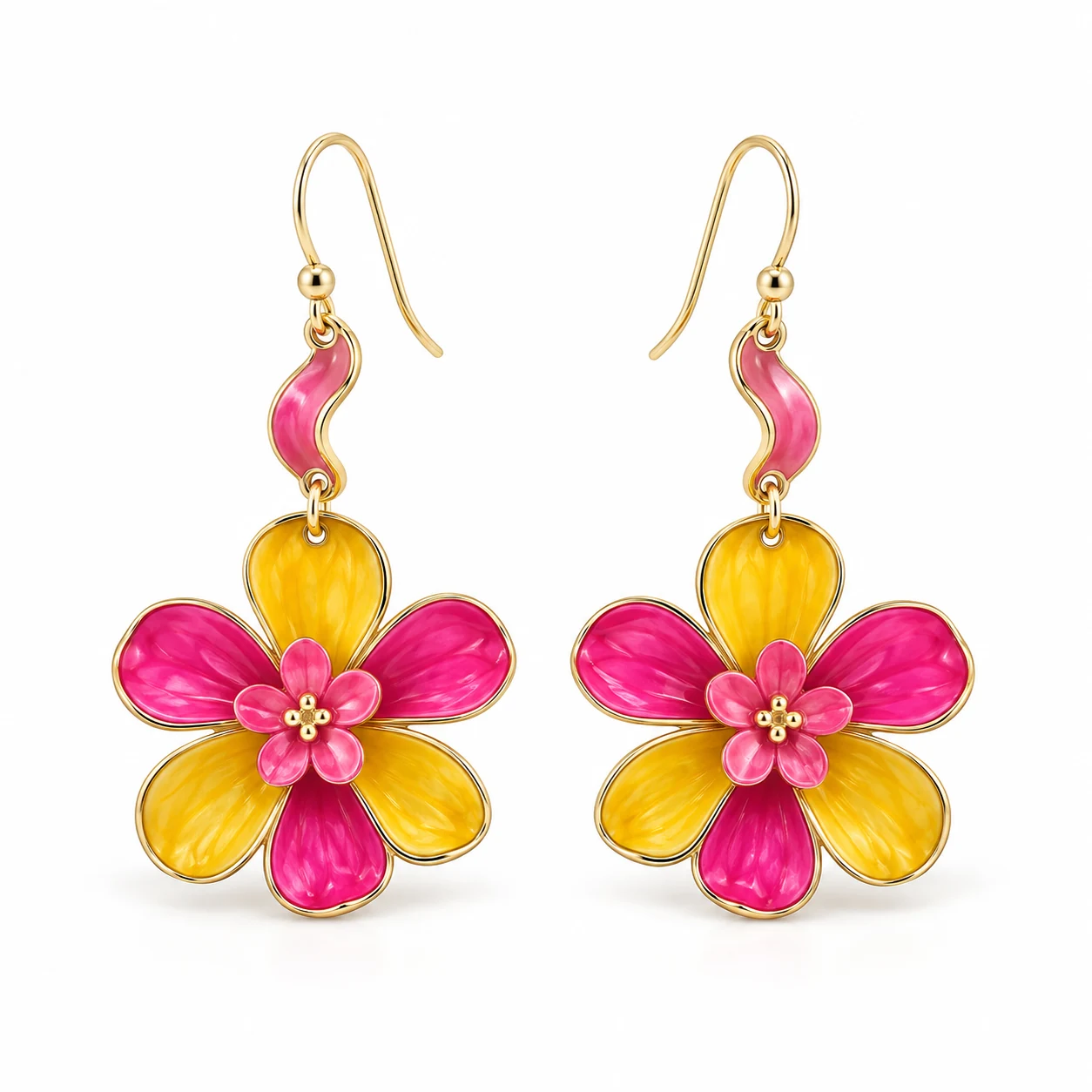 Pink and Yellow Flower Drop Earrings from the ZHONGYI Spring & Summer Jewelry collection