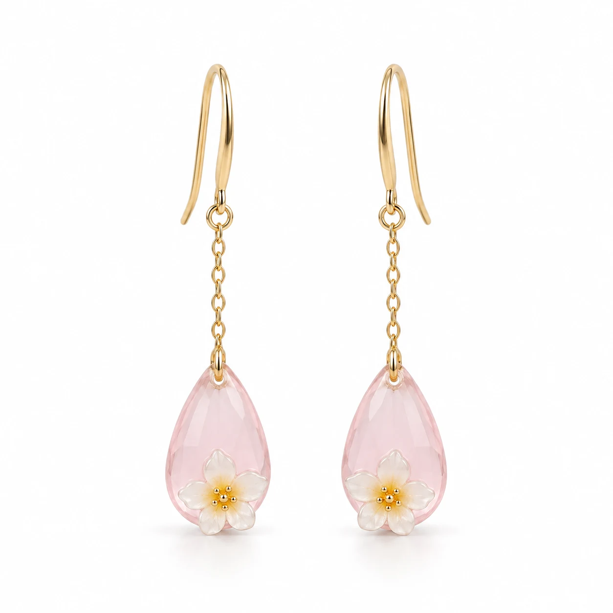 Pink Teardrop Flower Earrings from the ZHONGYI Spring & Summer Jewelry collection