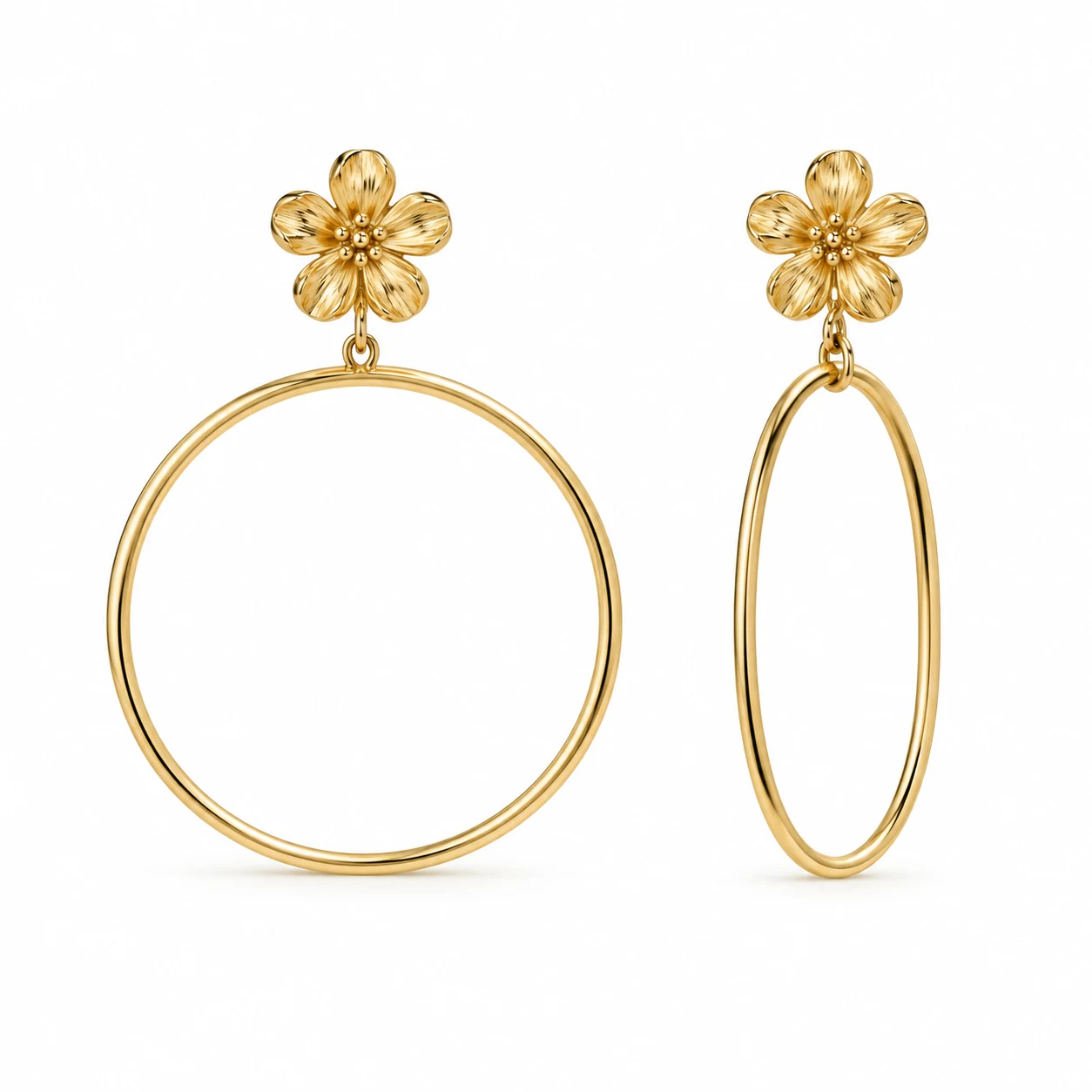Gold Flower Circle Hoop Earrings from the ZHONGYI Spring & Summer Jewelry collection