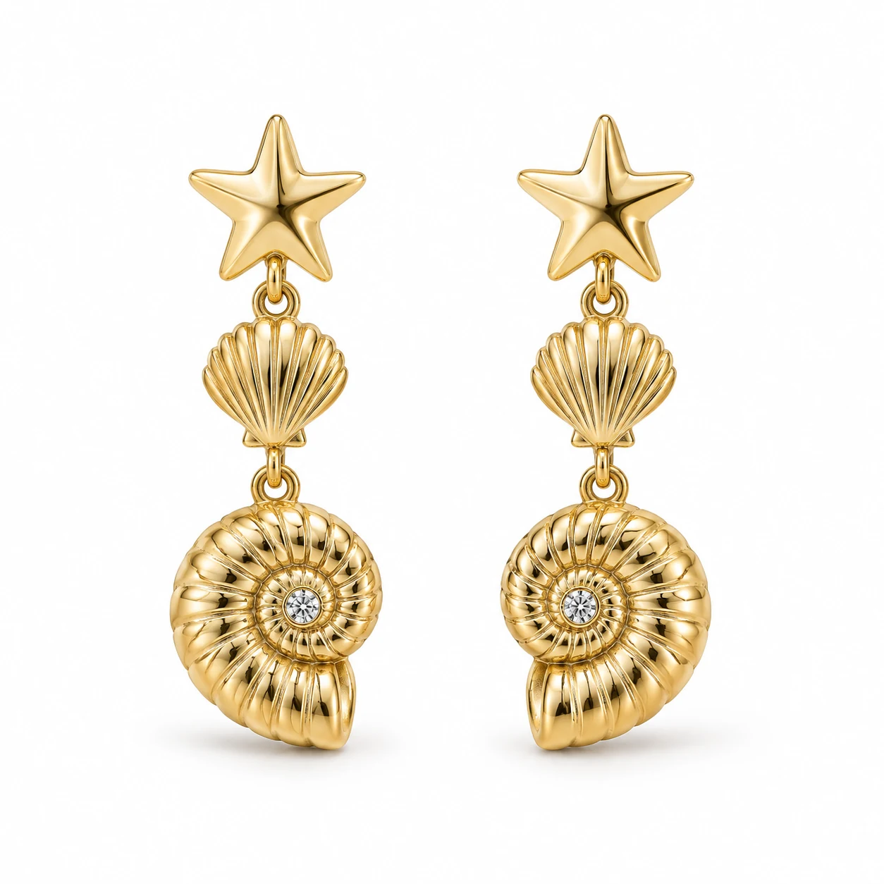 Starfish and Shell Drop Earrings from the ZHONGYI Spring & Summer Jewelry collection