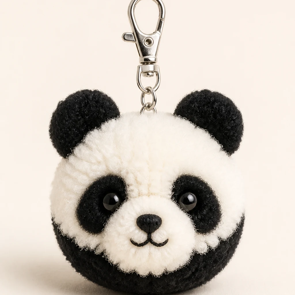 Panda Pom-Pom Keychain Kit from the ZHONGYI Yarn & Knitting Kits collection