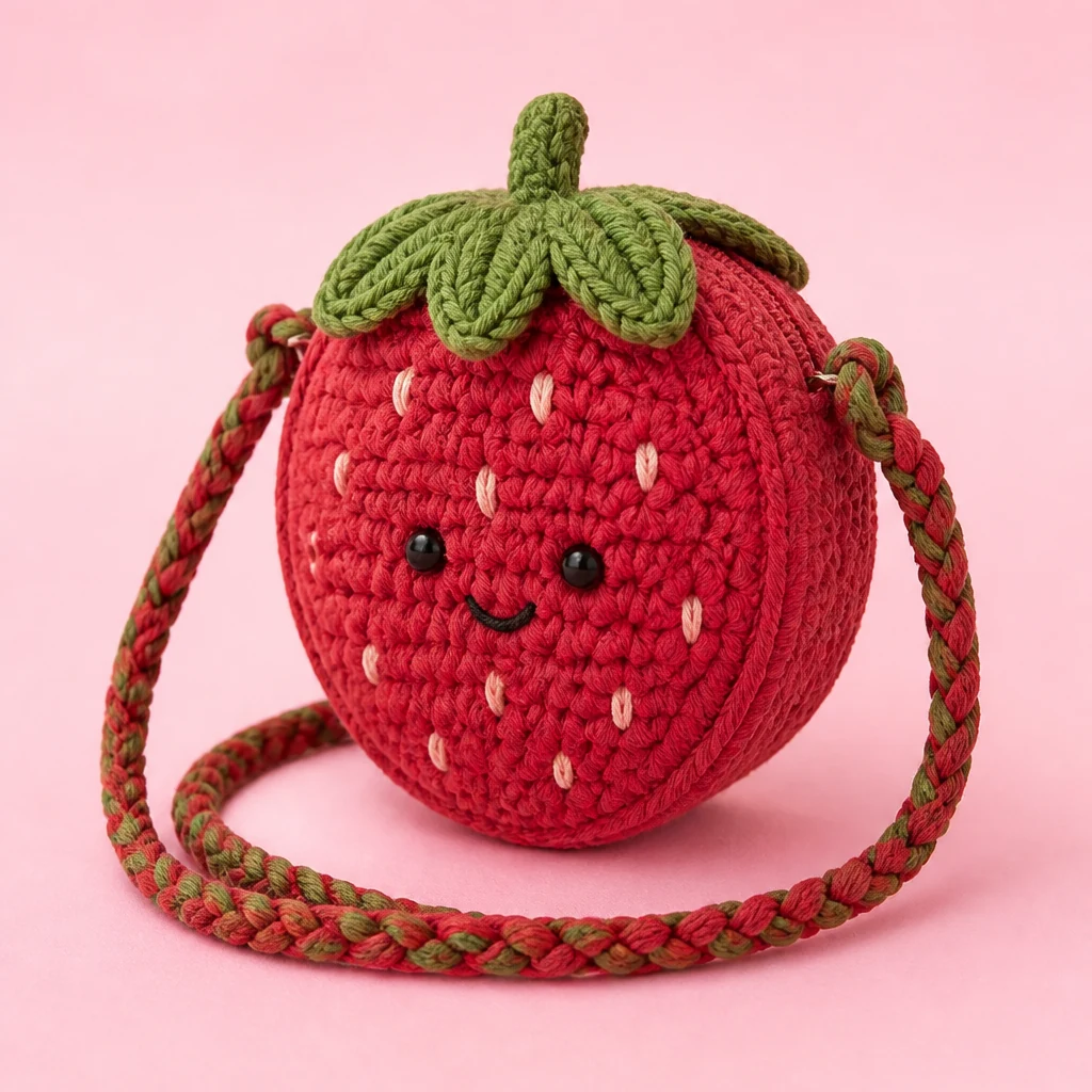 Strawberry Yarn Fruit Bag Kit from the ZHONGYI Yarn & Knitting Kits collection