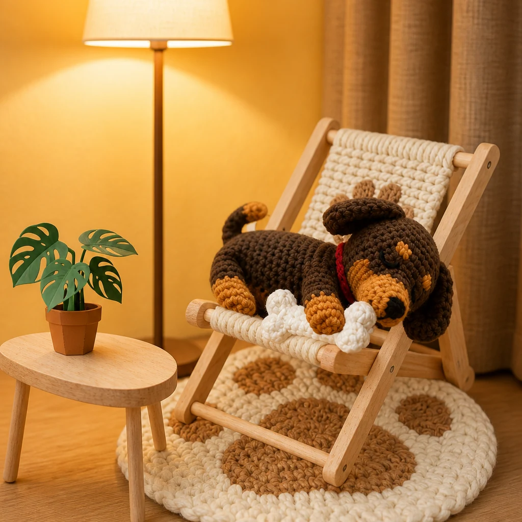 Soundly Sleeping Dog Crochet DIY Kit from the ZHONGYI Yarn & Knitting Kits collection
