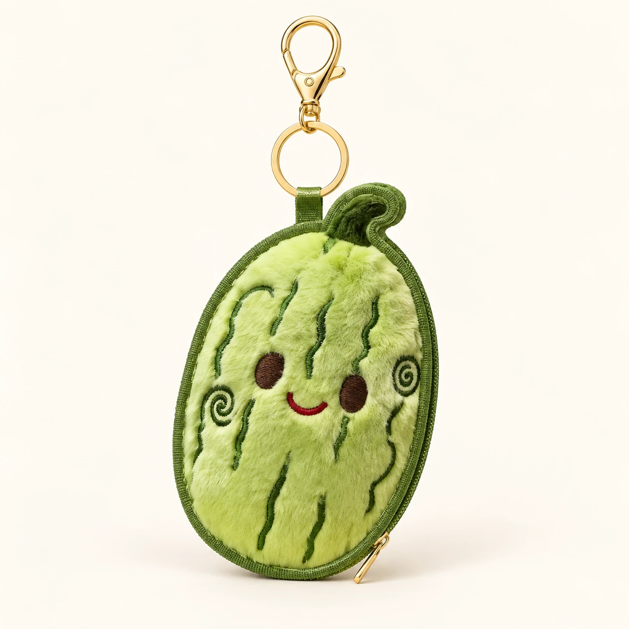 Plush Watermelon Zip Coin Purse Keychain from the ZHONGYI Zero Wallet Keychains collection