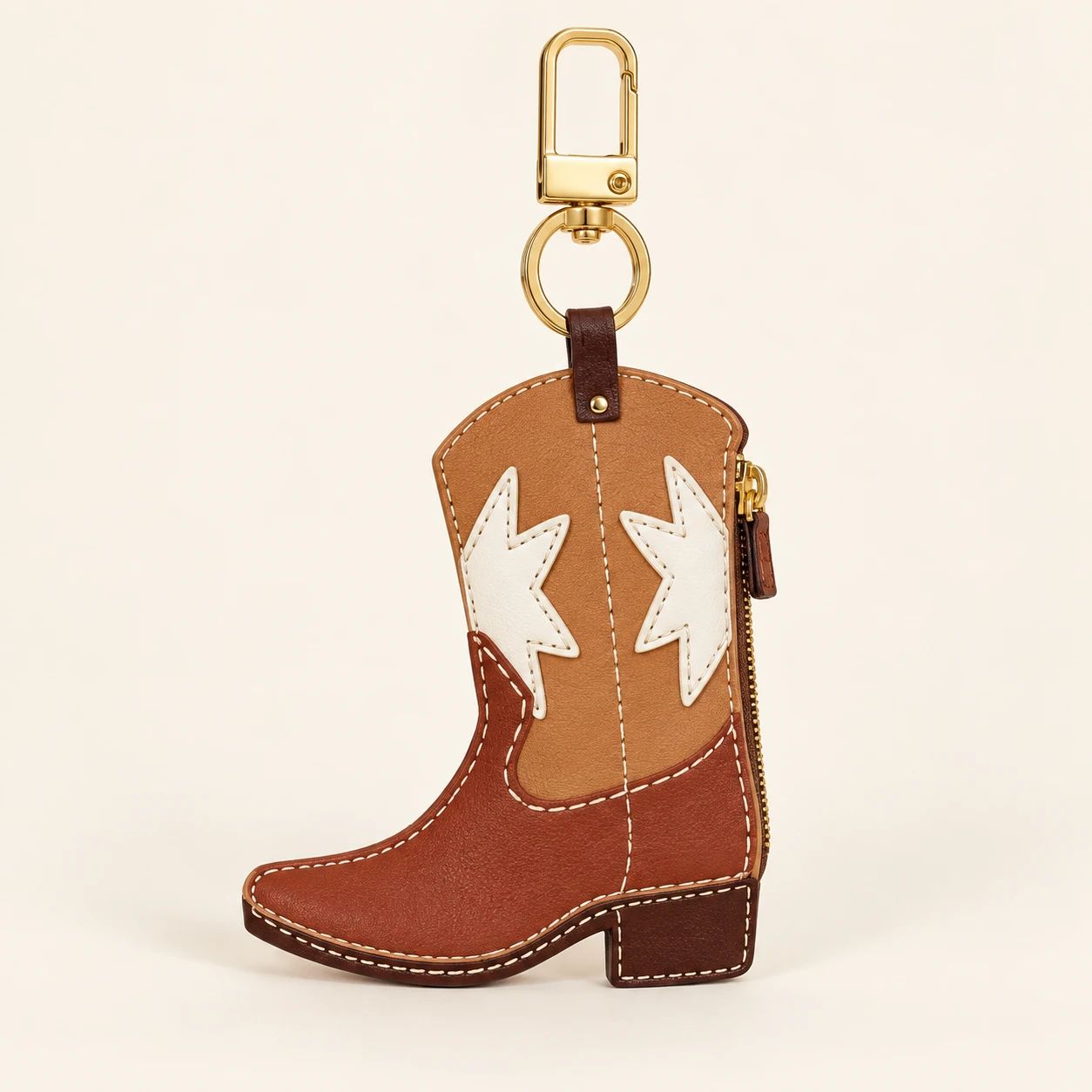 Western Boot Faux Leather Zip Coin Purse Keychain from the ZHONGYI Zero Wallet Keychains collection