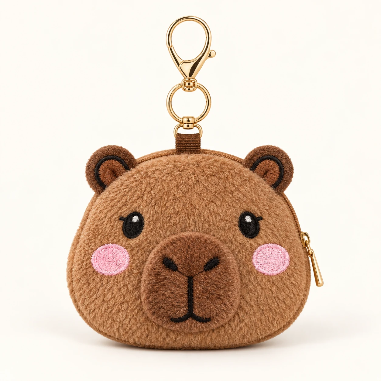 Capybara Plush Zip Coin Purse Keychain from the ZHONGYI Zero Wallet Keychains collection