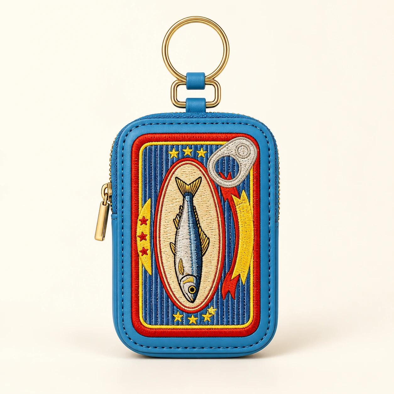 Sardine Patch Faux Leather Zip Coin Purse Keychain from the ZHONGYI Zero Wallet Keychains collection