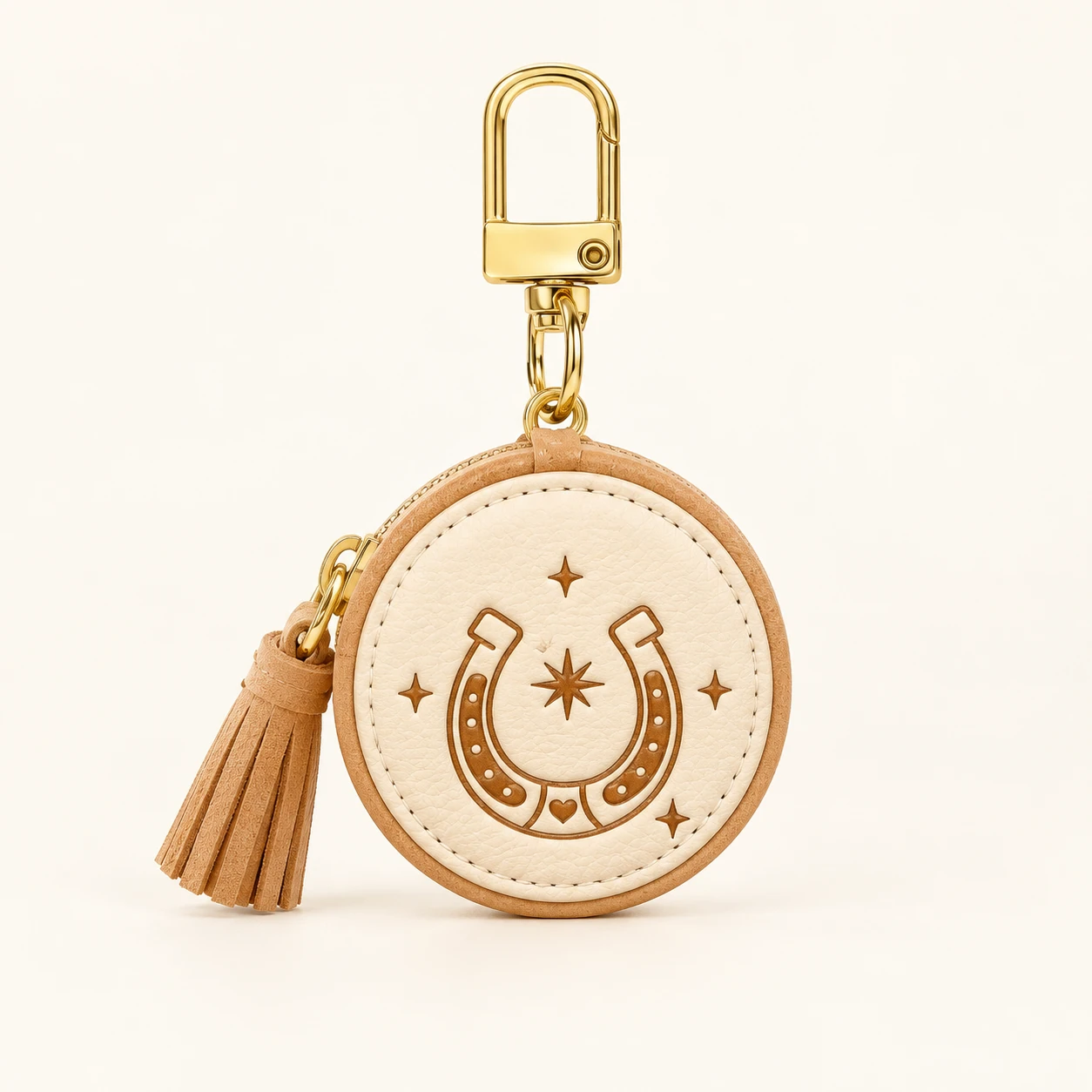 Lucky Horseshoe Faux Leather Zip Coin Purse Keychain from the ZHONGYI Zero Wallet Keychains collection