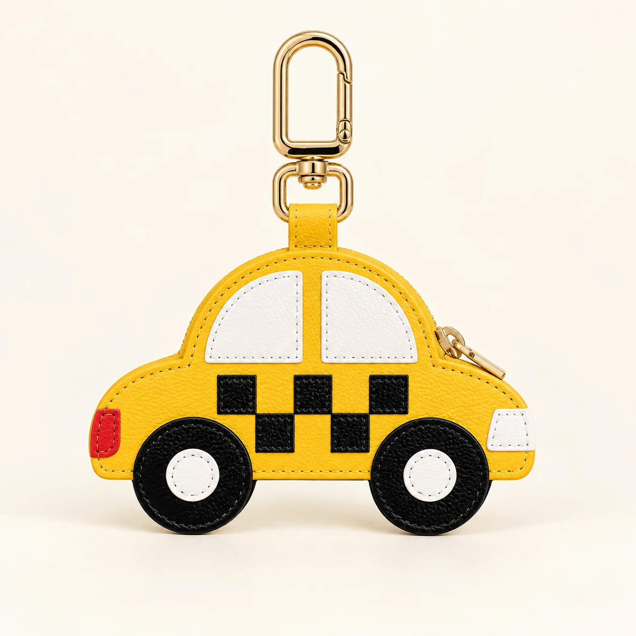 Yellow Taxi Faux Leather Zip Coin Purse Keychain from the ZHONGYI Zero Wallet Keychains collection