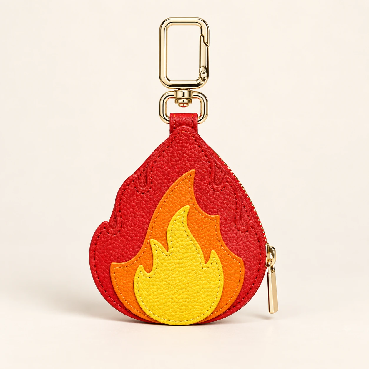 Flame Faux Leather Zip Coin Purse Keychain from the ZHONGYI Zero Wallet Keychains collection